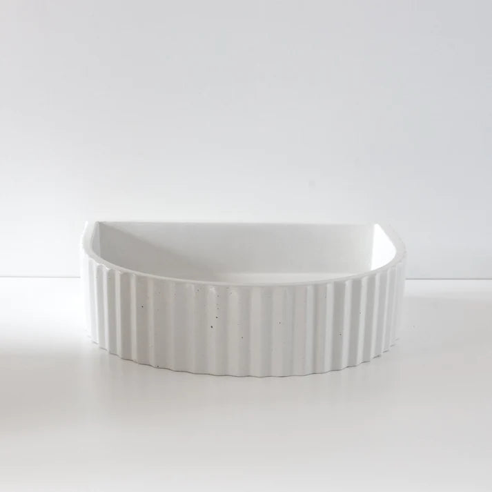 Concrete Arch Fluted Basin White