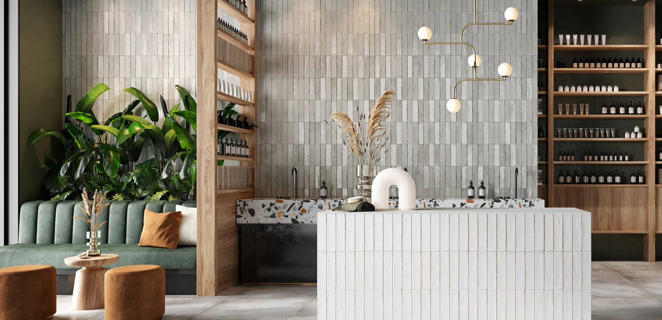 Organic Light Grey Subway Tile